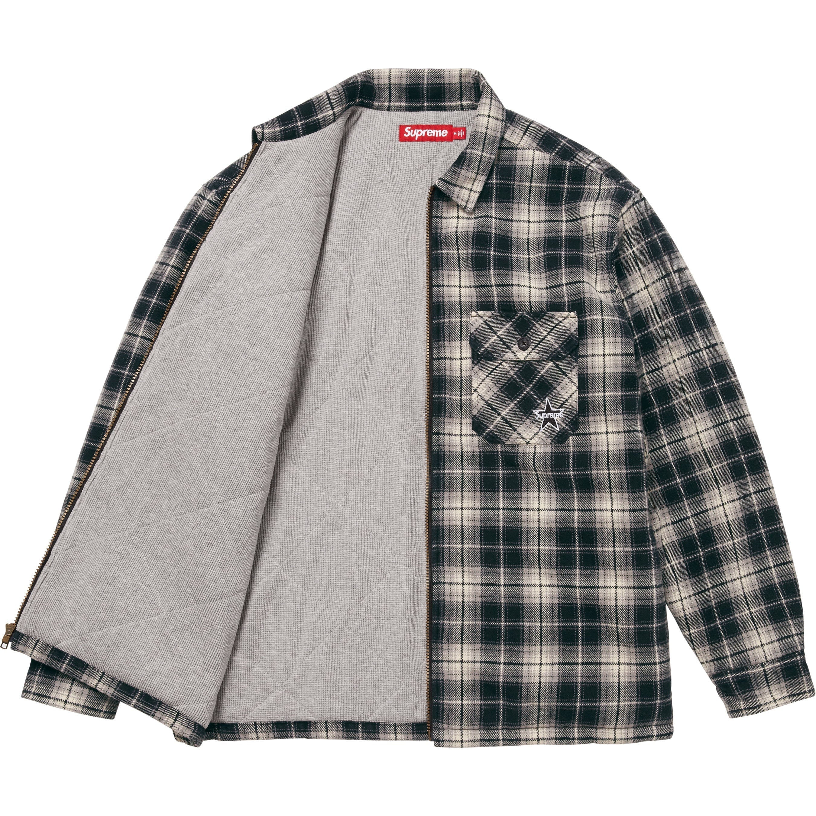 Thermal Lined Zip Up Flannel Shirt view 11